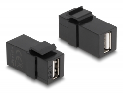 87829 Delock Keystone modul, USB 2.0 A-csatlakozóhüvely > USB 2.0 A-csatlakozóhüvely, fekete