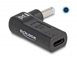 60004 Delock Adapter do kabla zasilającego do laptopów, gniazdo USB Type-C™ na wtyk HP 4,5 x 3,0 mm, wygięty 90°