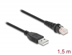 90598 Delock Kabel z rozhraní RJ50 na USB 2.0 Typu-A ke čtečce čárových kódů, 1,5 m