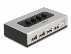 87762 Delock Umschalter USB 2.0 mit 1 x Typ-B Buchse zu 4 x Typ-A Buchse manuell bidirektional 