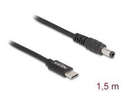 87977 Delock Kabel za punjenje prijenosnog računala USB Type-C™ muški na muški 5,5 x 2,1 mm