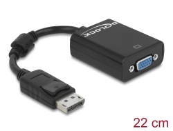 61848 Delock Adaptor DisplayPort 1.2 tată > VGA mamă negru
