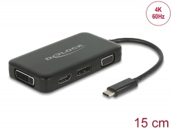 63929 Delock Adapter USB Type-C™ Stecker > VGA / HDMI / DVI / DisplayPort Buchse schwarz