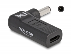 60007 Delock Adapter za kabel za punjenje prijenosnog računala USB Type-C™ ženski na Dell 4,5 x 3,0 mm, muški, pod kutom od 90°