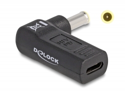 60013 Delock Adaptateur pour un câble de chargement de laptop USB Type-C™ femelle à Samsung 5,5 x 3,0 mm mâle, angulé à 90°