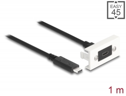 81386 Delock Módulo Easy 45 SuperSpeed USB 10 Gbps (USB 3.2 Gen 2) USB Type-C™ hembra a USB Type-C™ macho con cable corto, 22,5 x 45 mm.