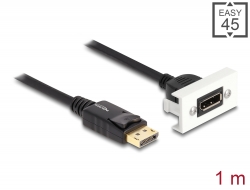 81387 Delock Easy 45 DisplayPort 8K 30 Hz-modul med kort kabel, 22,5 x 45 mm