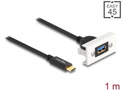 81388 Delock Modulo Easy 45 SuperSpeed USB 10 Gbps (USB 3.2 Gen 2) USB Tipo-A hembra a USB Type-C™ macho con cable corto, 22,5 x 45 mm