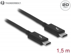 84846 Delock Thunderbolt™ 3 (20 Gb/s) USB-C™ kábel, csatlakozódugó > csatlakozódugó, passzív, 1,5 m, 5 A, fekete