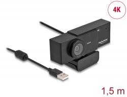 96400 Delock USB UHD Κάμερα υπολογιστή με μικρόφωνο 4K 30 Hz οπτική γωνία 110° και τρίποδο 