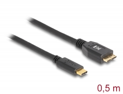 83676 Delock Przewód SuperSpeed USB 10 Gbps (USB 3.1, Gen 2) USB Type-C™ męski > USB typu Micro-B męski 0,5 m czarny