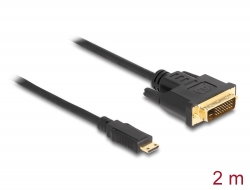 83583 Delock Przewód HDMI z męskim wtykiem Mini-C > DVI 24+1 wtyk męski, o długości 2 m
