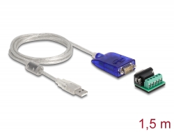 64055 Delock Átalakító USB A-típusú – Soros RS-422/485 DB9 túlterhelés védelemmel, 600 W és kibővített hőmérsékleti skálával
