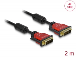 84345 Delock Kábel DVI 24+1 csatlakozódugóval > DVI 24+1 csatlakozódugóval, 2 m, piros, fém