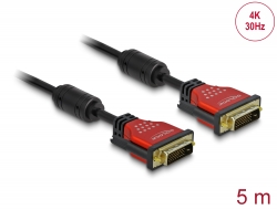 85676 Delock Kábel DVI 24+1 csatlakozódugóval > DVI 24+1 csatlakozódugóval, 5 m, piros, fém