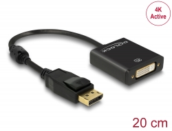 62599 Delock Adapter DisplayPort 1.2 Stecker > DVI Buchse 4K Aktiv schwarz