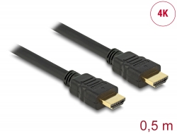 84751 Delock Cable High Speed HDMI with Ethernet – HDMI A male > HDMI A male 4K 0.5 m