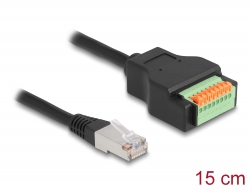 66063 Delock RJ45 Cable Cat.5e plug to Terminal Block Adapter with push button 15 cm