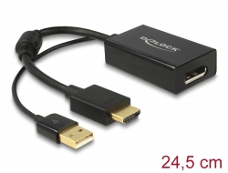 62667 Delock Προσαρμογέας αρσενικού HDMI-A > θηλυκό DisplayPort 1.2 μαύρο