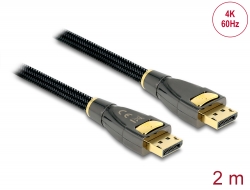 82771 Delock Cablu DisplayPort 1.2 tată > DisplayPort tată 4K 60 Hz 2 m Premium