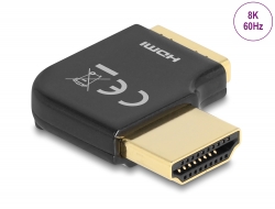 60015 Delock Przejściówka HDMI męska na żeńską 90° zagięty w prawo 8K 60 Hz metal
