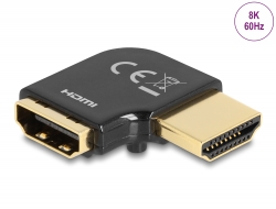 60018 Delock HDMI Adapter male to female 90° left angled 8K 60 Hz metal