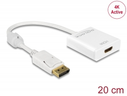 62608 Delock Adapter DisplayPort 1.2-dugós csatlakozó > HDMI-csatlakozóhüvely 4K aktív fehér