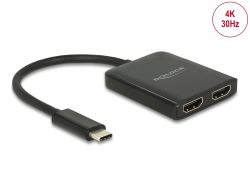 87719 Delock Elosztó USB Type-C™ csatlakozóval (DP alternatív mód támogatás) > 2 db HDMI csatlakozó, 4K 30 Hz felbontású kimenet