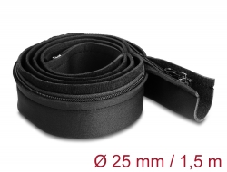 20913 Delock Manchon de câble flexible en néoprène avec fermeture Eclair, 1,5 m x 100 mm, noir
