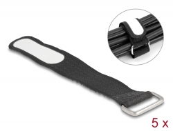 19603 Delock Hook-and-loop cable tie with loop and label tap L 127 x W 20 mm black 5 pieces