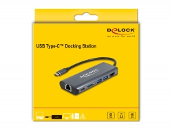 Delock Products 87721 Delock USB Type-C™ 3.1 Docking Station HDMI 4K 30 Hz,  Gigabit LAN and USB PD function