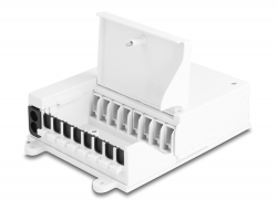 87949 Delock Caja de distribución de fibra óptica FTTH interior para montaje en pared 8 puertos blanco