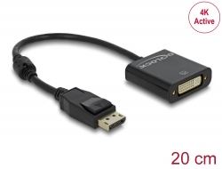 62601 Delock Adapter DisplayPort 1.2-dugós csatlakozó > DVI-csatlakozóhüvely 4K passzív fekete
