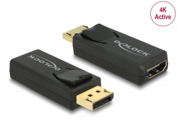 65573 Delock Adapter DisplayPort 1.2 Stecker > HDMI Buchse 4K Aktiv schwarz
