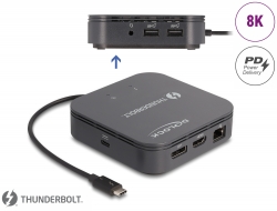 87789 Delock Mini Σταθμός Σύνδεσης Thunderbolt™ 3 8K - DisplayPort / HDMI / USB / LAN / Audio / PD 3.0