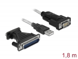 61308 Delock Adapter USB 2.0 Typ-A > 1 x Seriell DB9 RS-232 + Adapter DB25 