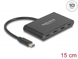 64129 Delock Hub USB 3.2 Gen 2 USB Type-C™ con 4 x USB Type-C™ femmina – 10 Gbps