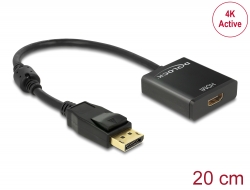 62607 Delock Adaptador DisplayPort 1.2 macho > HDMI hembra 4K activo negro