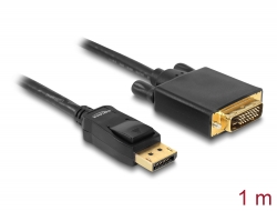 82590 Delock Kabel DisplayPort 1.1 Stecker > DVI 24+1 Stecker Passiv 1 m schwarz