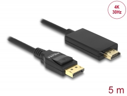 85319 Delock Kabel DisplayPort 1.2 Stecker > High Speed HDMI-A Stecker Passiv 4K 30 Hz 5 m schwarz