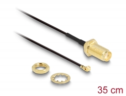 88824 Delock Antenna Cable SMA jack bulkhead to I-PEX Inc., MHF® I plug 1.37 35 cm thread length 10 mm
