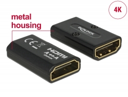 65659 Delock Adapter High Speed HDMI mit Ethernet – HDMI-A Buchse > HDMI-A Buchse 4K Gender Changer schwarz