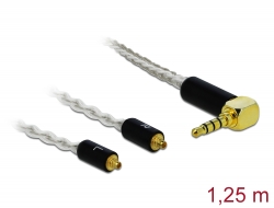 85847 Delock Cablu audio cu mufă stereo tată 3,5 mm 4 pin în unghi la 2 x MMCX tată 1,25 m