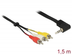84724 Delock Cable Stereo jack 3.5 mm 4 pin male angled > 3 x RCA male 1.5 m