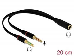 65967 Delock Adapter słuchawek 1 x 3,5 mm 4 pin Stereo jack żeński do 2 x 3,5 mm 3 pin Stereo jack męski