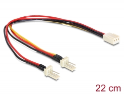 89343 Delock Cable Molex 3 pin female > 2 x Molex 3 pin male (fan) 22 cm