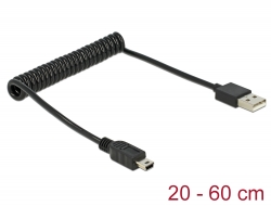 83164 Delock Kabel USB 2.0-A Stecker > USB mini Stecker Spiralkabel 
