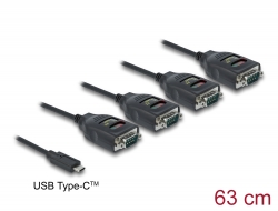 90495 Delock Adapter USB Type-C™ zu 4 x Seriell RS-232 DB9 mit 15 kV ESD Schutz 