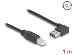 83374 Delock Kábel, EASY-USB 2.0-s A- típusú csatlakozódugó, ívelt bal / jobb > USB 2.0-s B-típusú csatlakozódugó 1 m