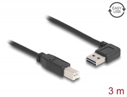 83376 Delock Przewód EASY-USB 2.0 Typu-A, wtyk męski, kątowy, w lewo / w prawo > USB 2.0 Typu-B, wtyk męski 3 m